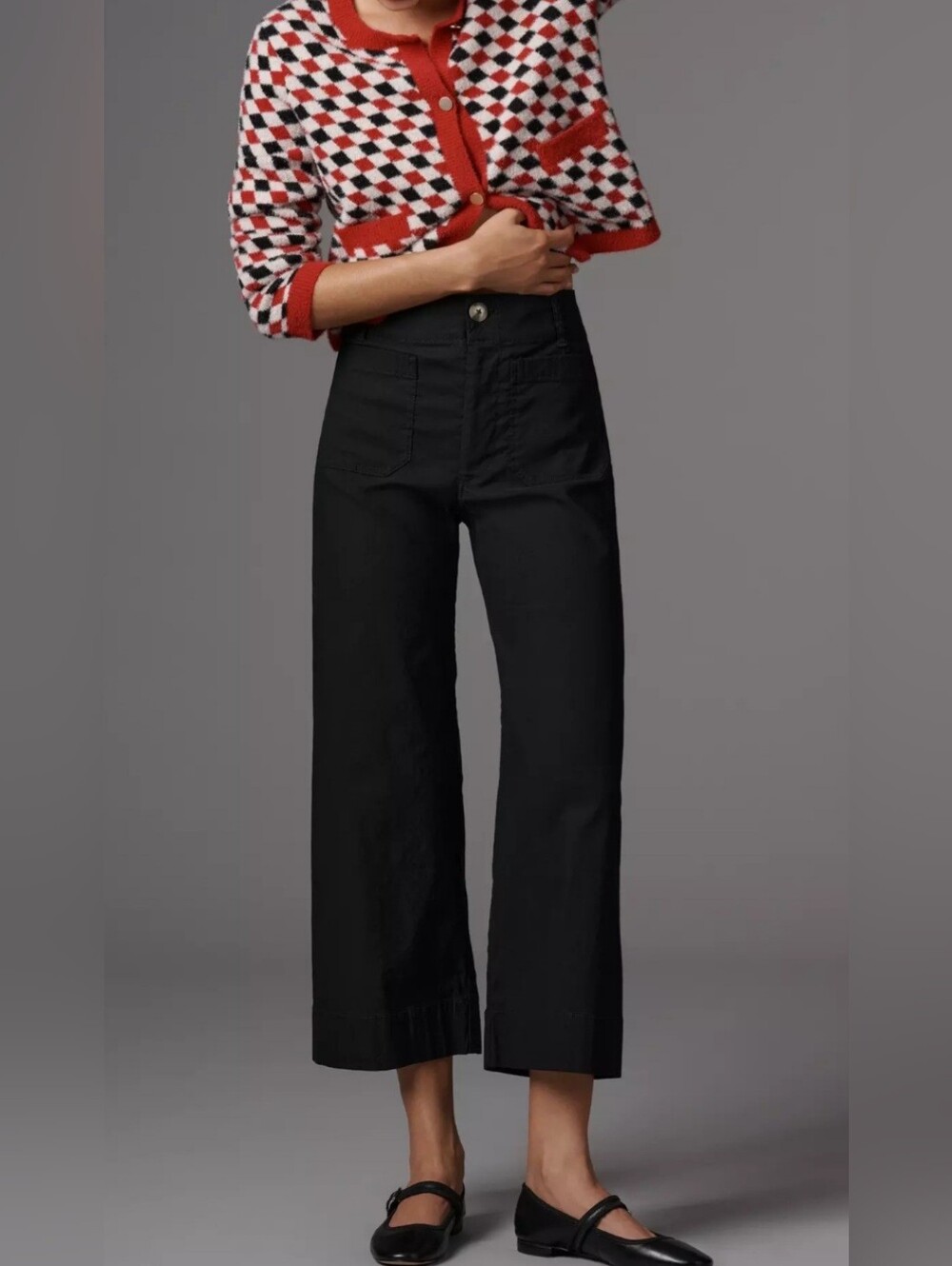 MAEVE Colette High-Rise Breezy Wide-Leg Cropped Pants In Magic Fabric Size 31.